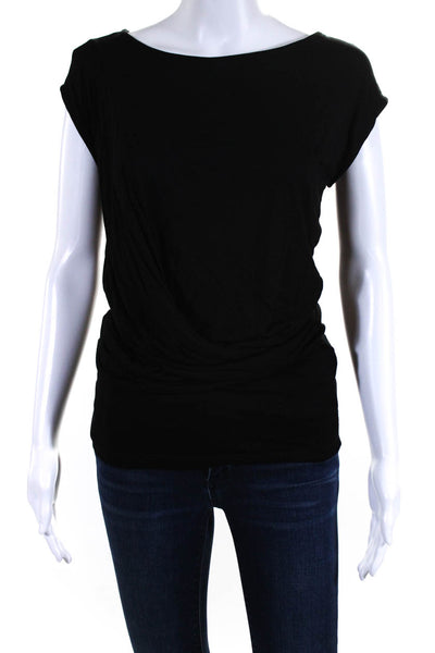 Allsaints Womens Cowl Neck Sleeveless Draped Pullover Blouse Top Black Size 4