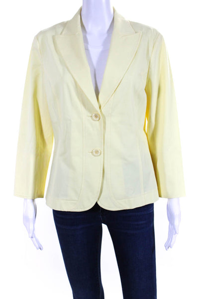 Lafayette 148 New York Womens Cotton Darted Long Sleeve Blazer Yellow Size 10