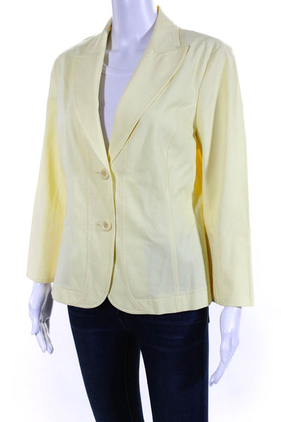 Lafayette 148 New York Womens Cotton Darted Long Sleeve Blazer Yellow Size 10