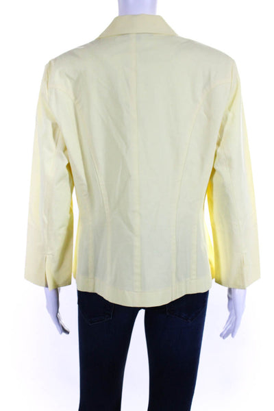 Lafayette 148 New York Womens Cotton Darted Long Sleeve Blazer Yellow Size 10