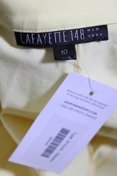 Lafayette 148 New York Womens Cotton Darted Long Sleeve Blazer Yellow Size 10