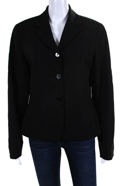 Lafayette 148 New York Womens Collared Long Sleeve Buttoned Blazer Black Size 10