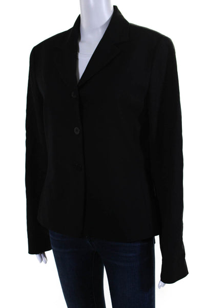 Lafayette 148 New York Womens Collared Long Sleeve Buttoned Blazer Black Size 10