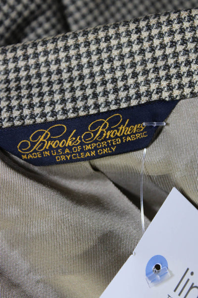 Brooks Brothers Mens Houndstooth Print Collared Button-Up Blazer Tan Size EUR43