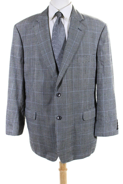 346 Brooks Brothers Mens Wool Houndstooth Buttoned-Up Blazer Black Size EUR48