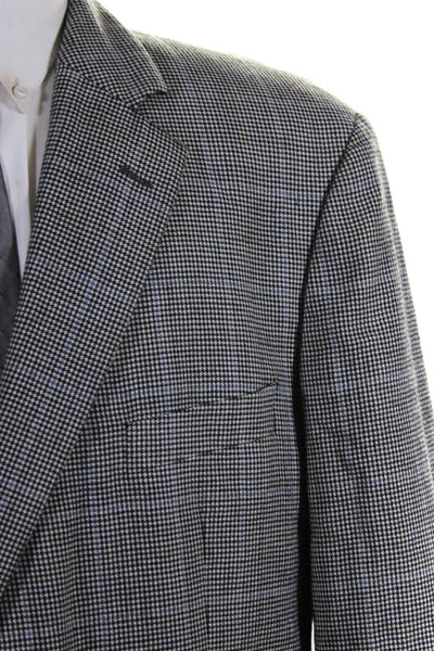 346 Brooks Brothers Mens Wool Houndstooth Buttoned-Up Blazer Black Size EUR48