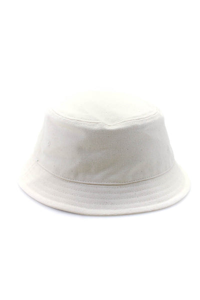 Gucci Womens Logo Detail Canvas Bucket Hat Cream Cotton Size Medium