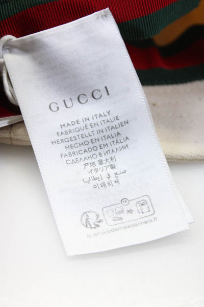 Gucci Womens Logo Detail Canvas Bucket Hat Cream Cotton Size Medium