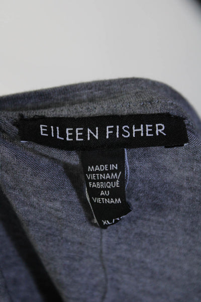 Eileen Fisher Womens Short Sleeve Crew Neck Boxy Tee Shirt Gray Size Extra Large