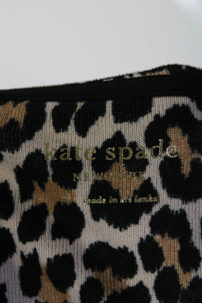 Kate Spade New York Womens Scoop Neck Leopard Print Sweatshirt Brown Black XL