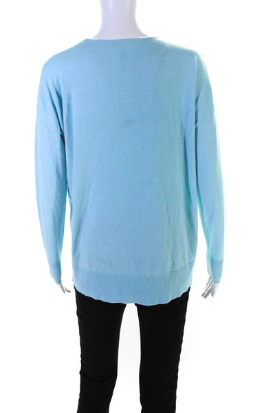 Etcetera Womens Side Laced Scoop Neck Pullover Sweater Light Blue Size Small