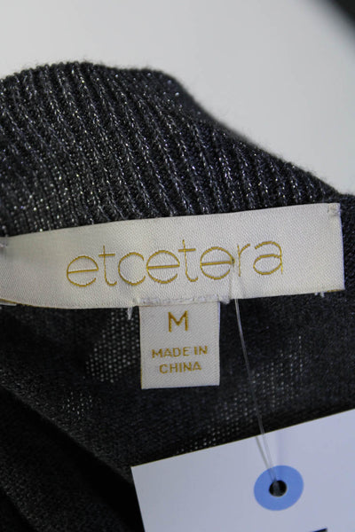 Etcetera Womens Metallic Trim Round Neck Pullover Sweater Gray Size Medium