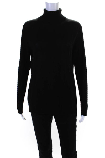 Etcetera Womens Ribbed Textured Knit Turtleneck Sweater Black Size Extra Large