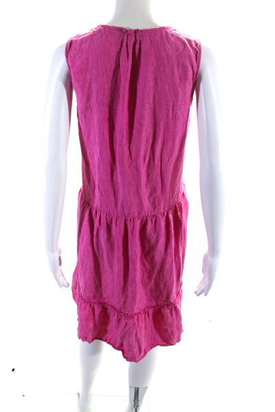 J. Mclaughlin Womens Linen Sleeveless A Line Midi Sun Dress Pink Size Medium