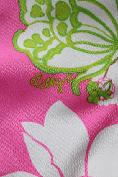 LeSportsac Womens Floral Print Zip Around Tennis Rack Bag Pink Lime Green