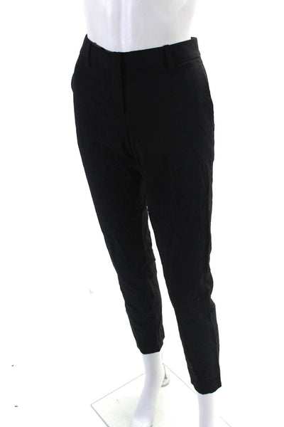 Theory Womens Flat Front Straight Leg Trouser Slacks Black Size 2