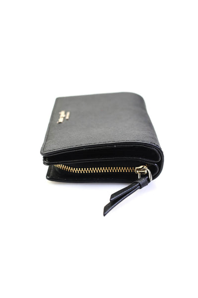 Kate Spade New York Womens Zip Around Logo Wallet Black Leather