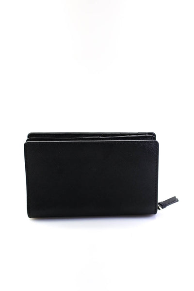 Kate Spade New York Womens Zip Around Logo Wallet Black Leather