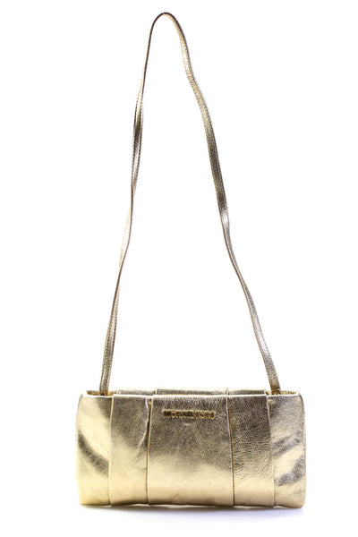 Michael Michael Kors Womens Single Strap Metallic Shoulder Handbag Gold Tone