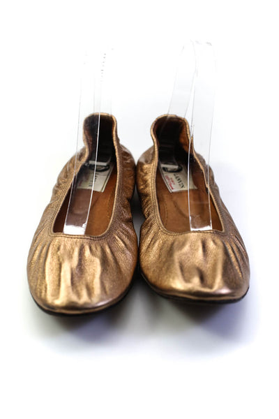 Lanvin Womens Round Toe Metallic Leather Ballet Flats Copper Size 38 8