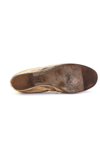 Lanvin Womens Round Toe Metallic Leather Ballet Flats Copper Size 38 8