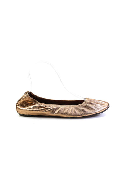 Lanvin Womens Round Toe Metallic Leather Ballet Flats Copper Size 38 8