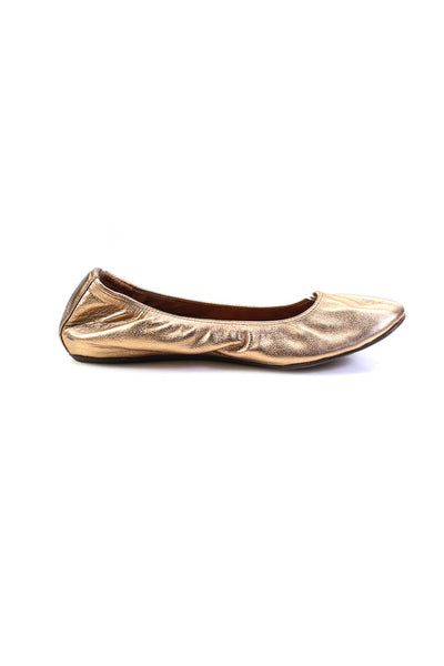 Lanvin Womens Round Toe Metallic Leather Ballet Flats Copper Size 38 8