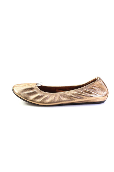 Lanvin Womens Round Toe Metallic Leather Ballet Flats Copper Size 38 8