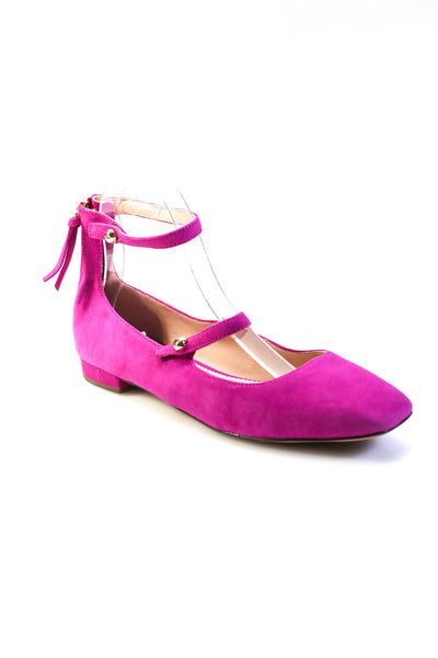 J Crew Womens Square Toe Mary Jane Ankle Strap Flats Fuschia Size 8