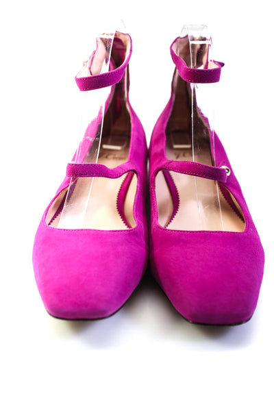 J Crew Womens Square Toe Mary Jane Ankle Strap Flats Fuschia Size 8