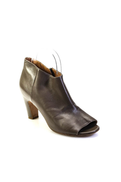 Maison Martin Margiela Womens High Heel Open Toe Booties Brown Leather Size 38 8