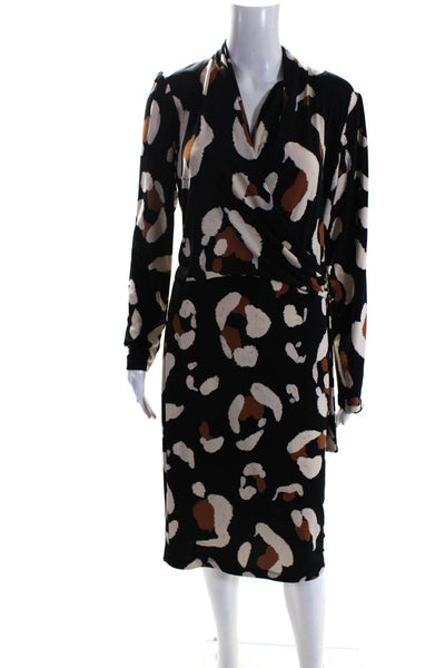 Joseph Ribkoff Womens Black Printed Embellished Long Sleeve Shift Dress Size 8