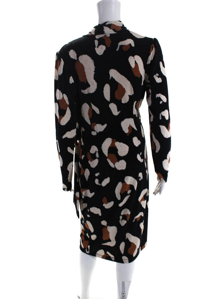 Joseph Ribkoff Womens Black Printed Embellished Long Sleeve Shift Dress Size 8