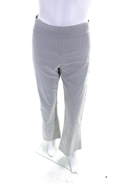 Avenue Montaigne Womens Striped High Rise Flare Leg Pants Gray White Size 8