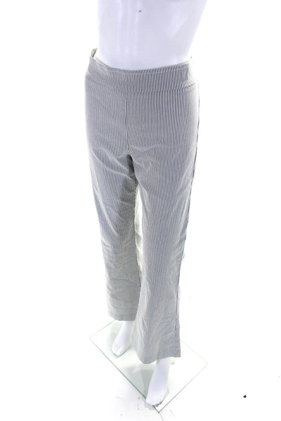 Avenue Montaigne Womens Striped High Rise Flare Leg Pants Gray White Size 8