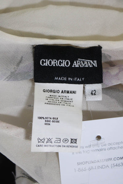 Giorgio Armani Womens Cream Silk Floral Scoop Neck Layered Tank Top Size 452