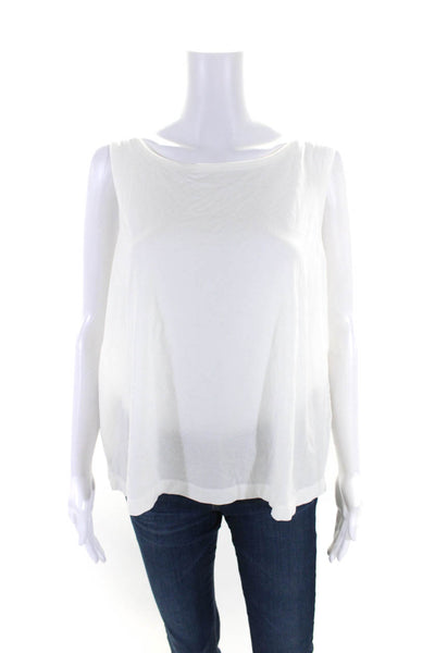 Eileen Fisher Women's Round Neck Sleeveless Tank Top Blouse White Size XL