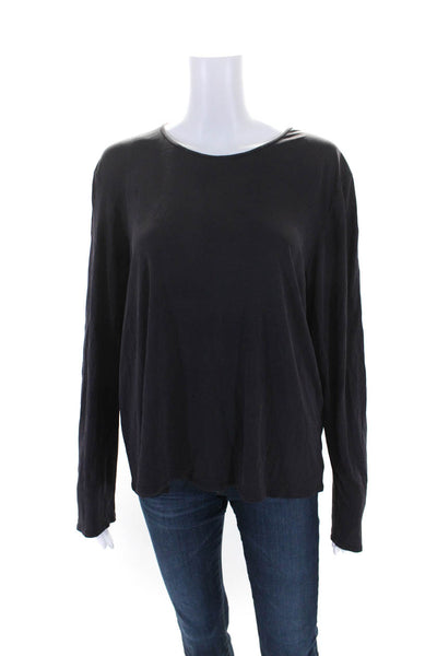 Eileen Fisher Women's Round Neck Basic Silk Blouse Black Size XL