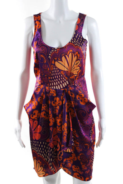 Collective Concepts Womens Abstract Print Scoop Neck Dress Purple Size S