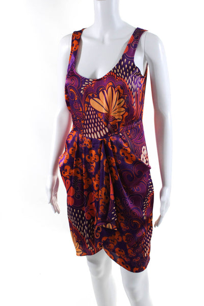 Collective Concepts Womens Abstract Print Scoop Neck Dress Purple Size S