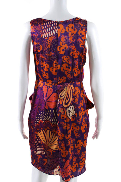 Collective Concepts Womens Abstract Print Scoop Neck Dress Purple Size S