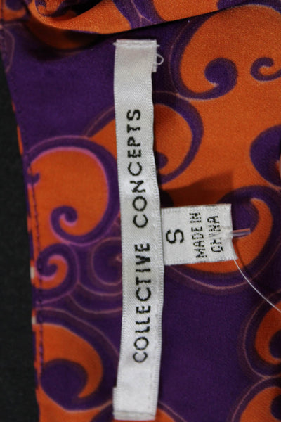 Collective Concepts Womens Abstract Print Scoop Neck Dress Purple Size S