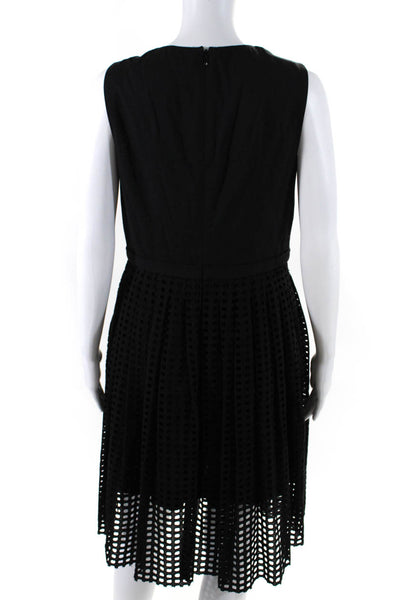 Per Se Womens Cotton Eyelet Lace Sleeveless A Line Dress Black Multi Size 6