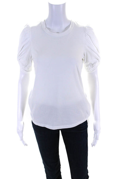 A.L.C. Womens Puffy Short Sleeves Tee Shirt Top White Cotton Size Extra Small