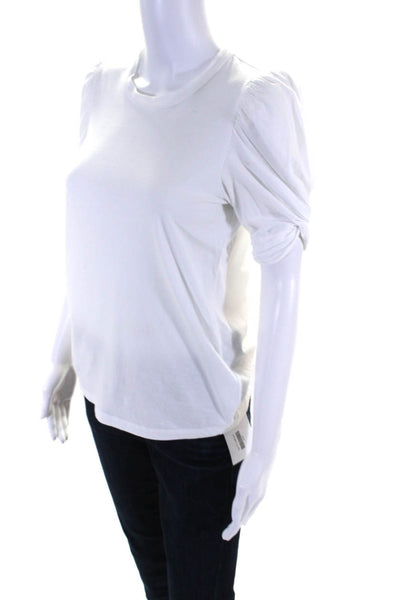 A.L.C. Womens Puffy Short Sleeves Tee Shirt Top White Cotton Size Extra Small