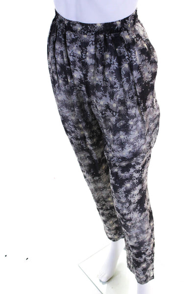 Stella McCartney Womens Gray Cotton High Rise Floral Straight Leg Pants Size 42