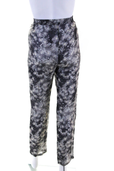 Stella McCartney Womens Gray Cotton High Rise Floral Straight Leg Pants Size 42