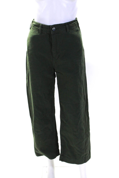 We The Free Womens High Rise Canvas Wide Leg Cropped Pants Green Size 25