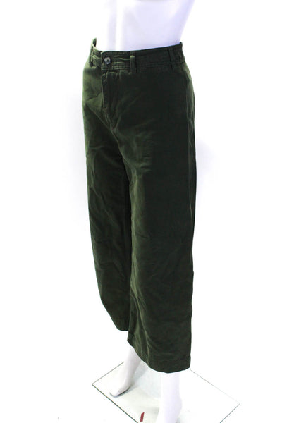 We The Free Womens High Rise Canvas Wide Leg Cropped Pants Green Size 25