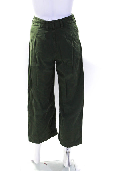 We The Free Womens High Rise Canvas Wide Leg Cropped Pants Green Size 25